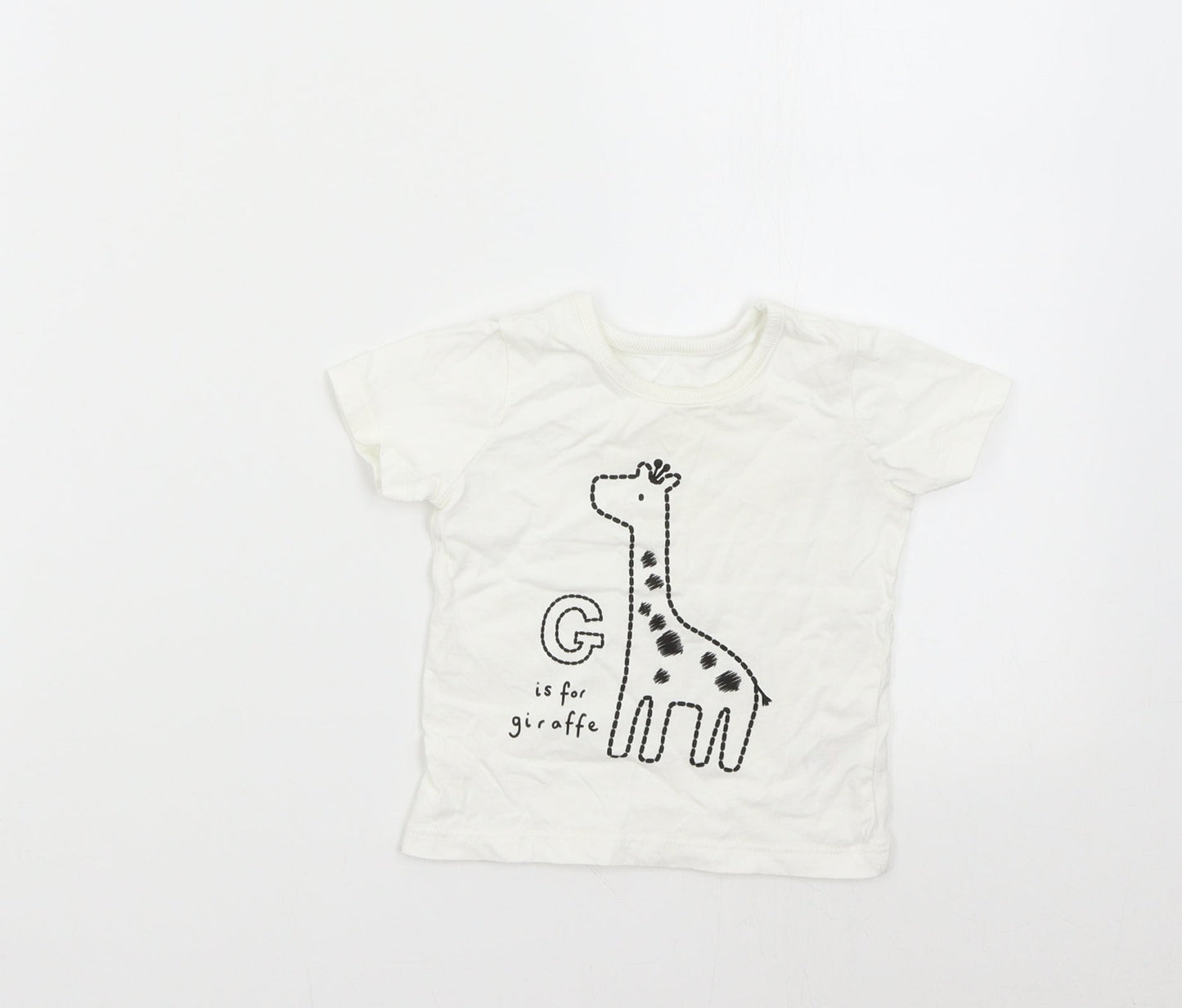 George Baby White   Basic T-Shirt Size 6-9 Months  - Giraffe