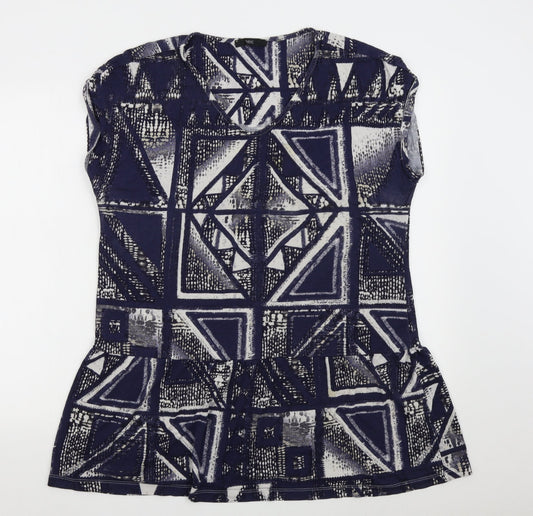 NEXT Womens Blue Geometric  Basic Blouse Size L