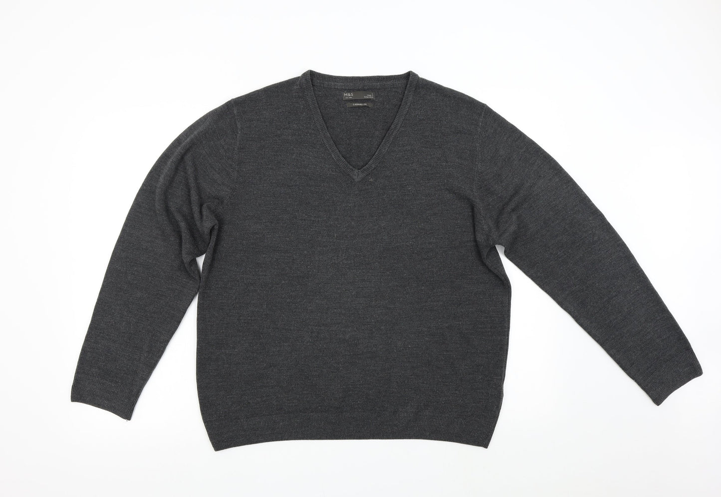 M&S Mens Grey  Knit Pullover Jumper Size L