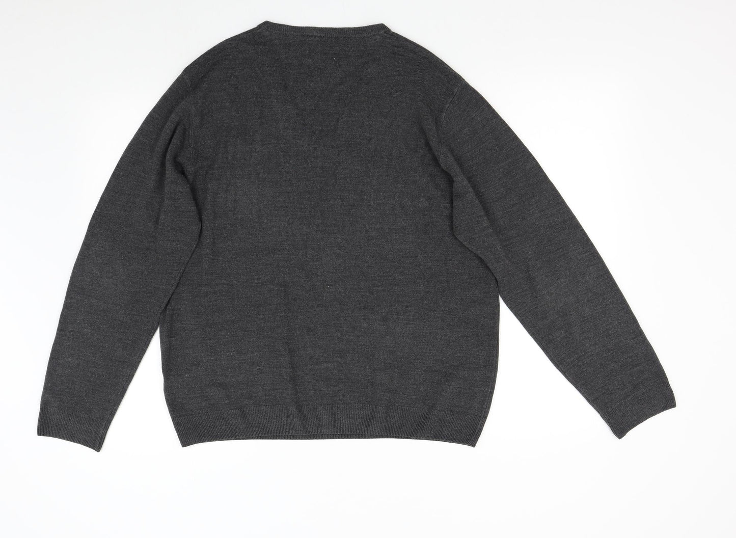 M&S Mens Grey  Knit Pullover Jumper Size L