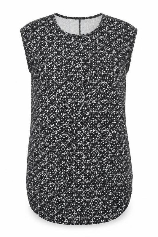 F&F Womens Black Floral  Tunic Blouse Size 6