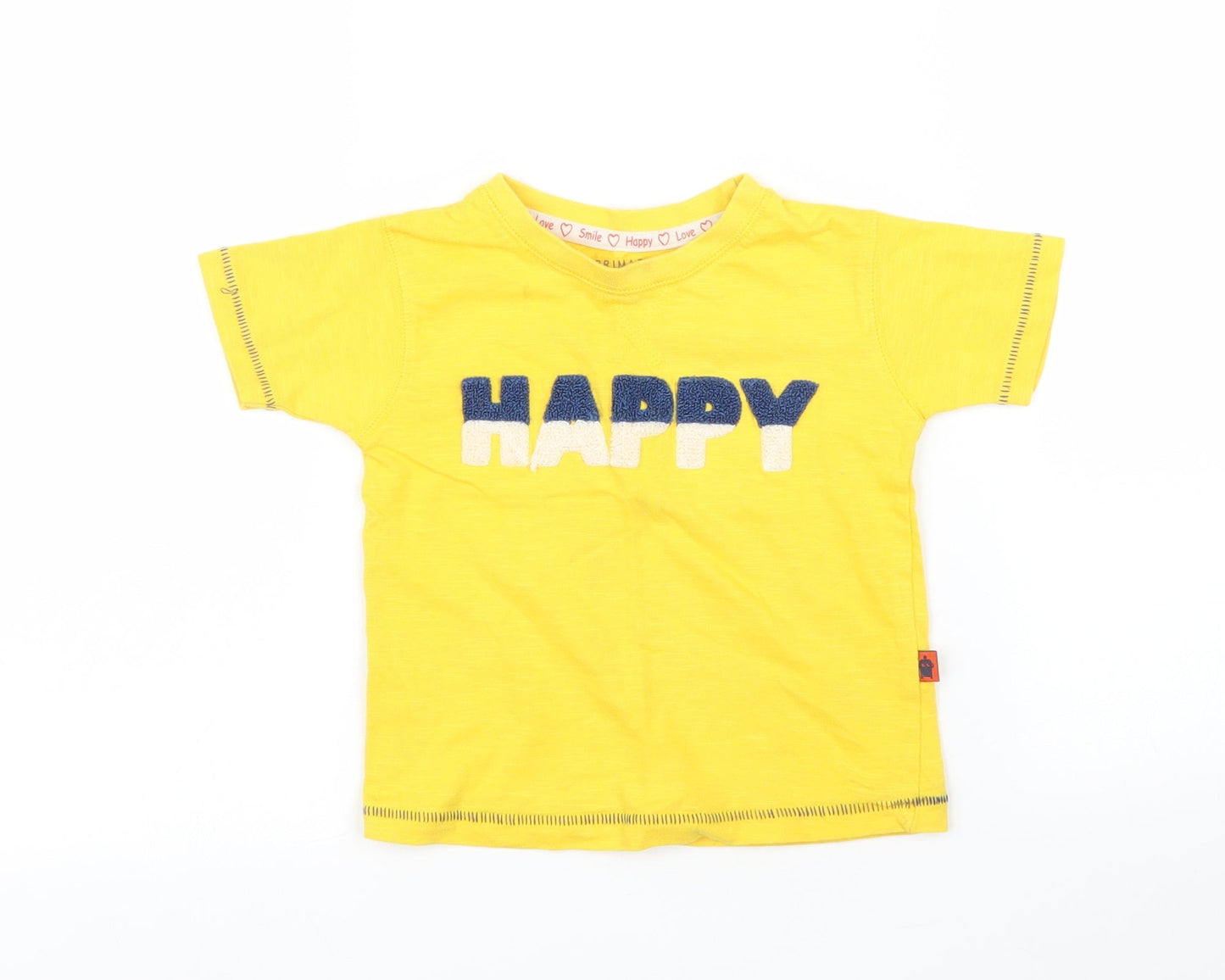 Primark Boys Yellow   Basic T-Shirt Size 12 Months