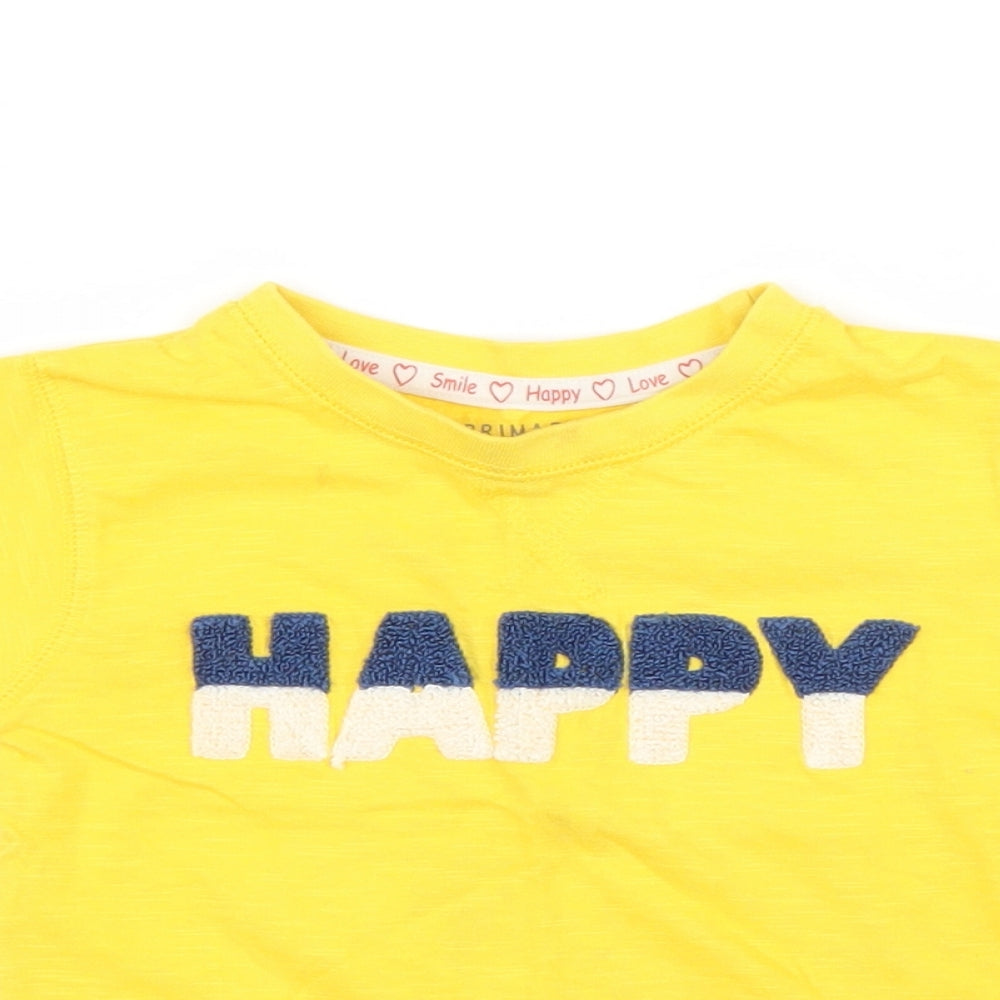 Primark Boys Yellow   Basic T-Shirt Size 12 Months