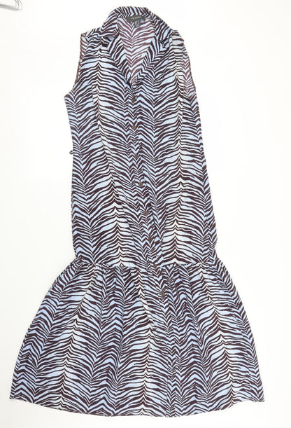 Primark Womens Blue Animal Print  A-Line  Size 6  - Zebra print