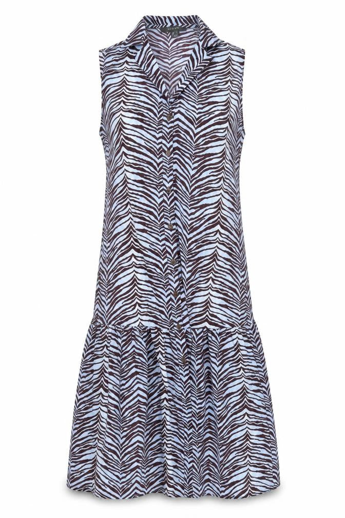 Primark Womens Blue Animal Print  A-Line  Size 6  - Zebra print
