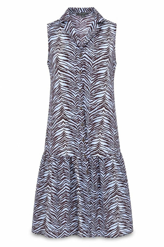 Primark Womens Blue Animal Print  A-Line  Size 6  - Zebra print