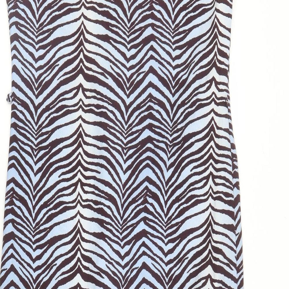 Primark Womens Blue Animal Print  A-Line  Size 6  - Zebra print