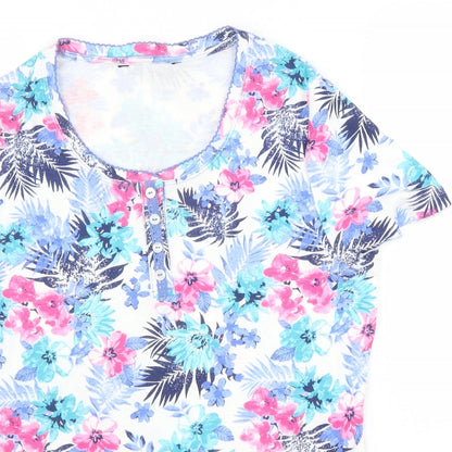 Preworn Womens Blue Floral  Basic T-Shirt Size S