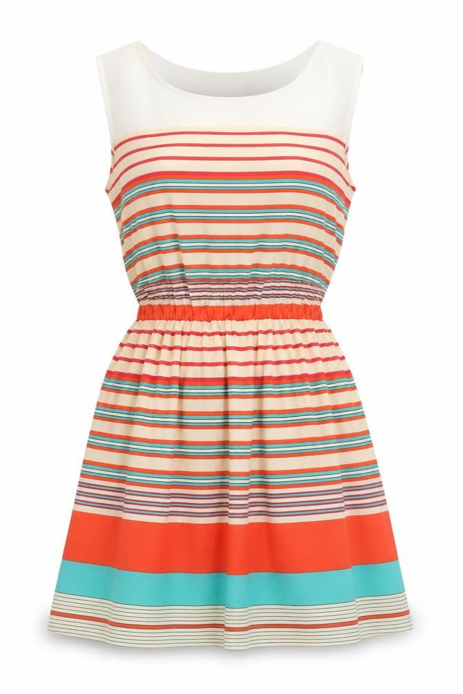 Preworn Womens Orange Striped  A-Line  Size M