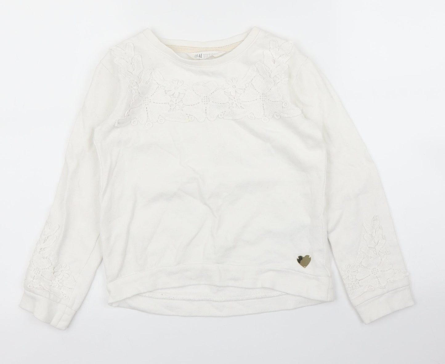 H&M Girls White   Pullover Jumper Size 7 Years