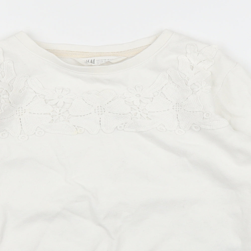 H&M Girls White   Pullover Jumper Size 7 Years