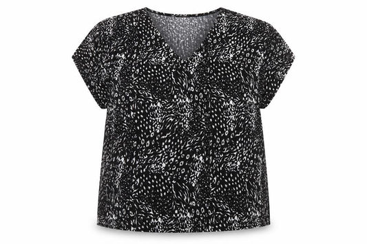 F&F Womens Black Animal Print  Basic Blouse Size 16