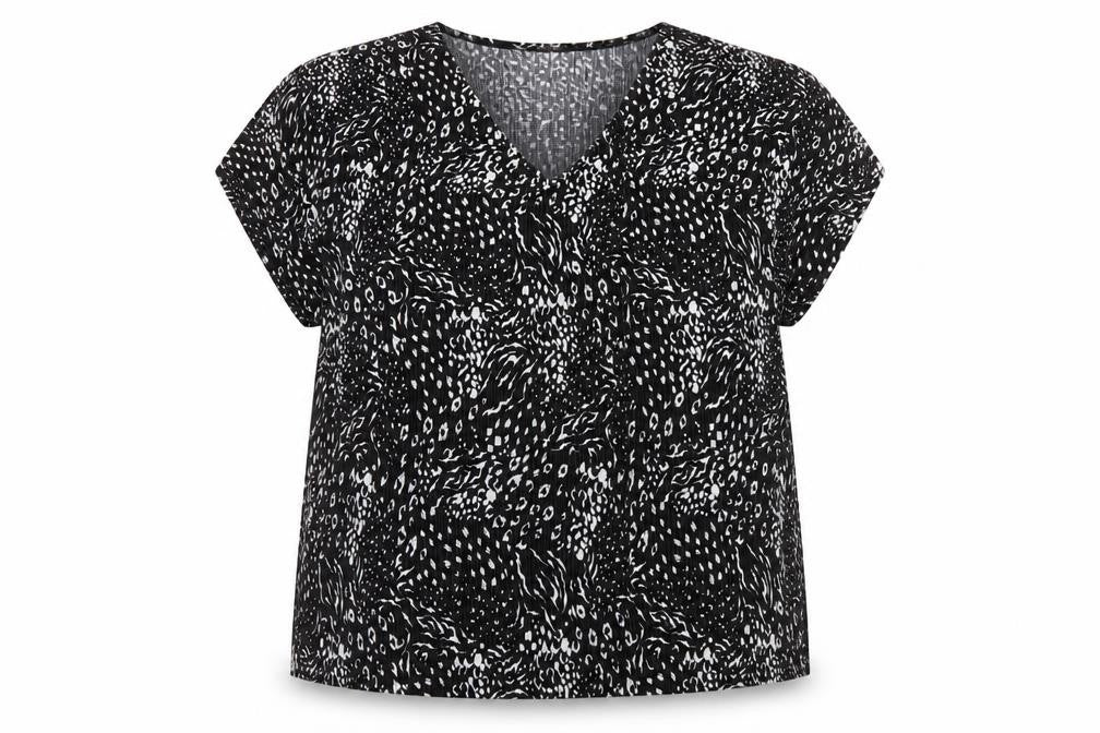 F&F Womens Black Animal Print  Basic Blouse Size 16