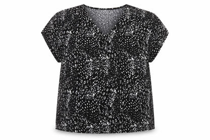 F&F Womens Black Animal Print  Basic Blouse Size 16