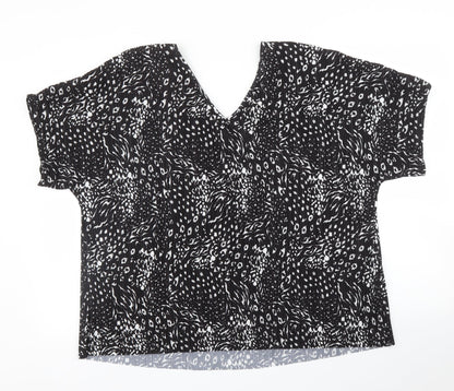 F&F Womens Black Animal Print  Basic Blouse Size 16