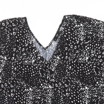 F&F Womens Black Animal Print  Basic Blouse Size 16
