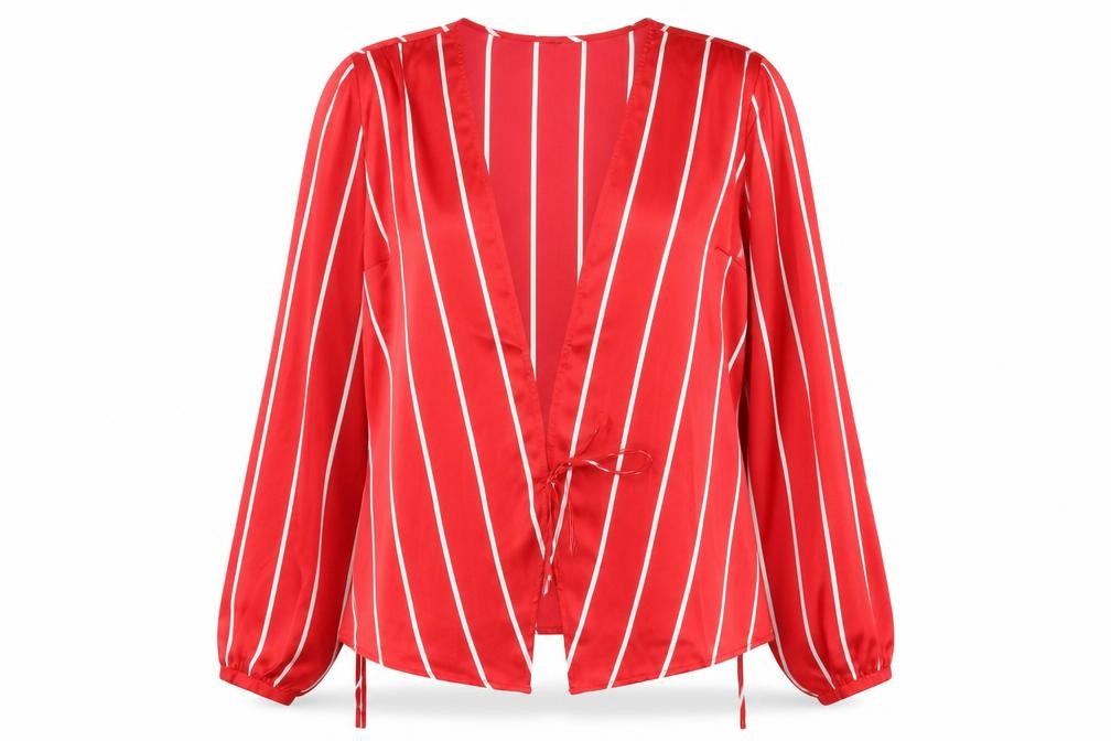 Bonprix Womens Red Striped Wrap Jumper Size 12