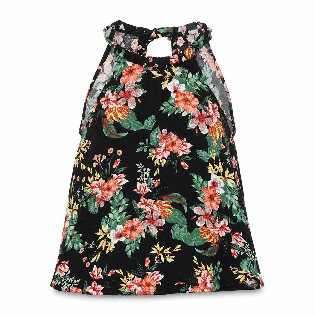 Primark Womens Black Floral  Basic Tank Size 8