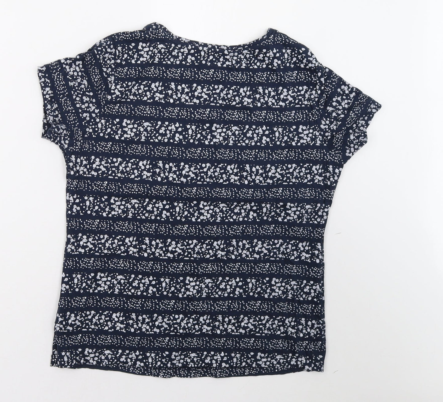 John Baner Womens Blue Geometric  Basic T-Shirt Size M