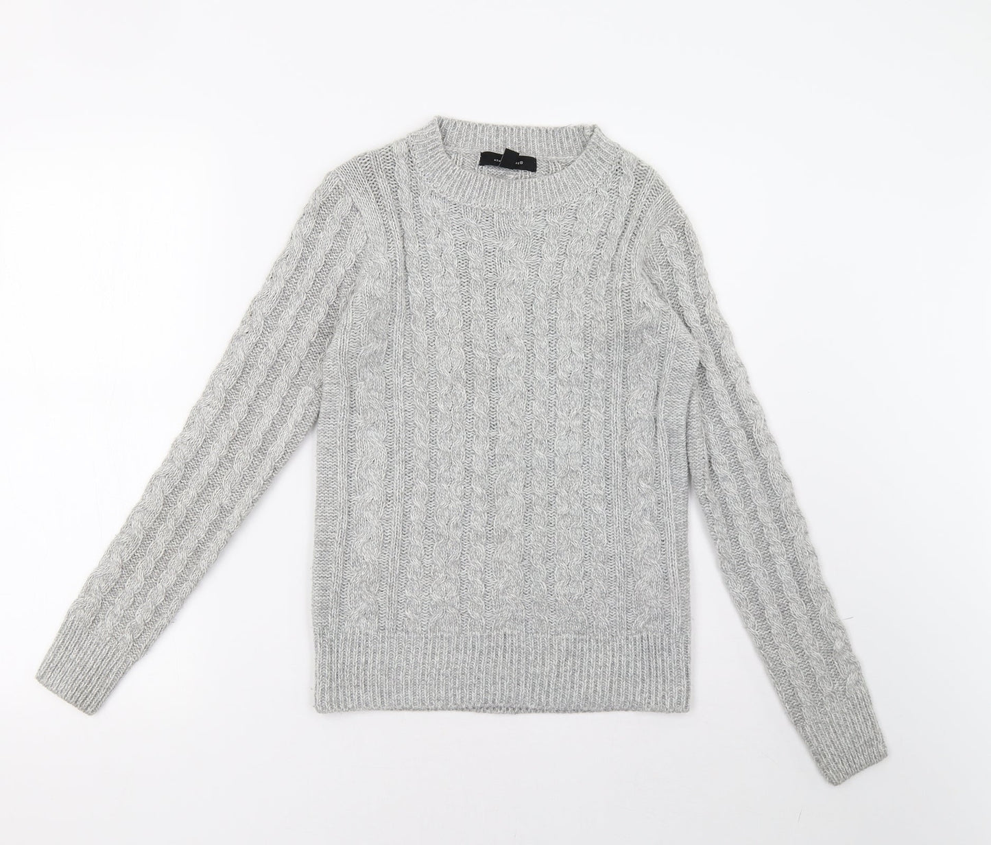 Primark Womens Grey Geometric Knit Pullover Sweatshirt Size 6