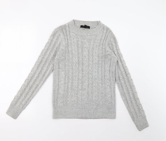 Primark Womens Grey Geometric Knit Pullover Sweatshirt Size 6