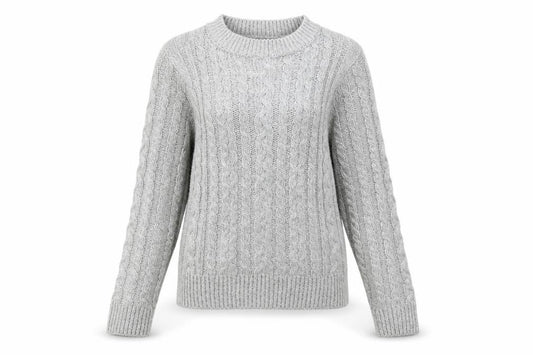 Primark Womens Grey Geometric Knit Pullover Sweatshirt Size 6