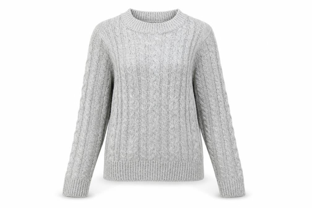 Primark Womens Grey Geometric Knit Pullover Sweatshirt Size 6