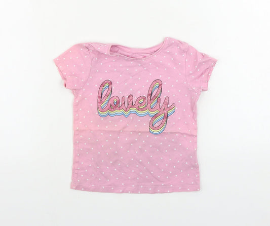 Primark  Girls Pink Polka Dot  Basic T-Shirt Size 5-6 Years