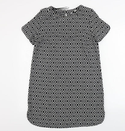 Peacocks Womens White Geometric  A-Line  Size 12