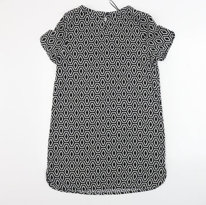Peacocks Womens White Geometric  A-Line  Size 12
