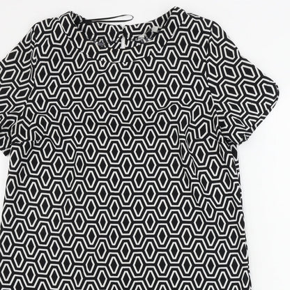 Peacocks Womens White Geometric  A-Line  Size 12