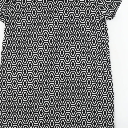 Peacocks Womens White Geometric  A-Line  Size 12