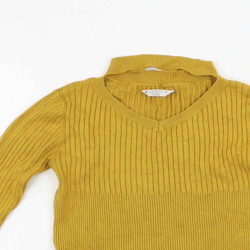 Candy Girls Yellow   Pullover Jumper Size 10 Years
