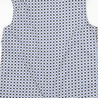 HELENE FICHER  Womens Blue Geometric  Basic Button-Up Size 8