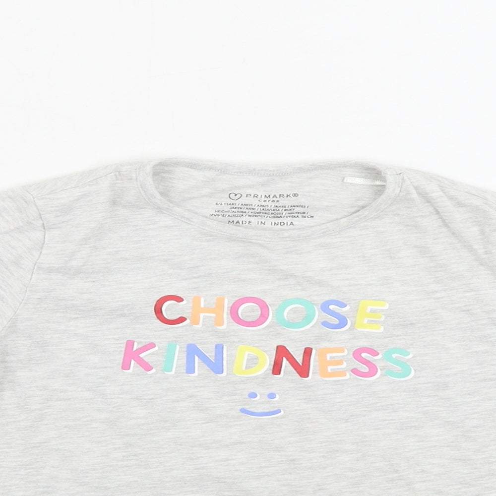 Primark  Girls Grey   Basic T-Shirt Size 5-6 Years