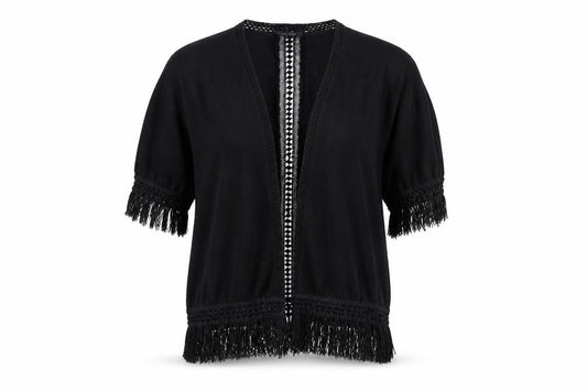 Front view of Atmosphere women’s black cardigan jumper, size UK 14