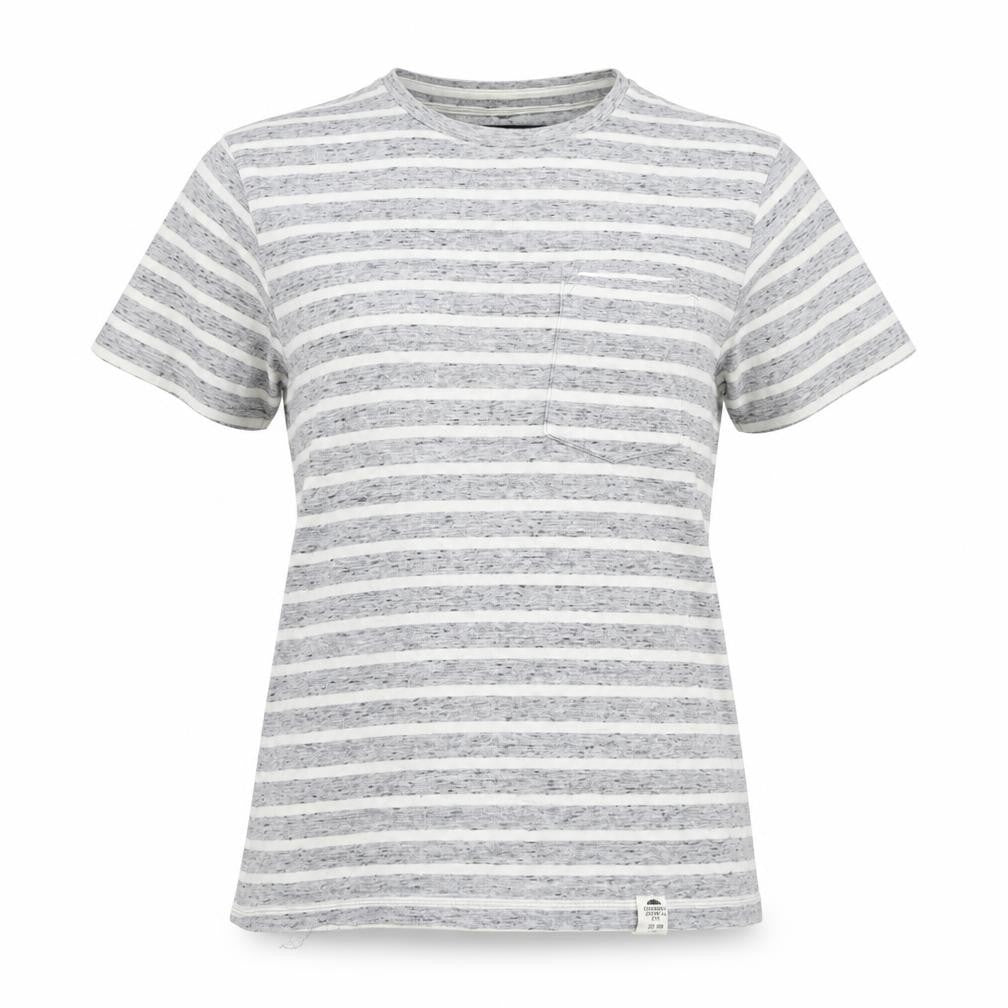 greenwood state Womens Grey Striped  Basic T-Shirt Size XS