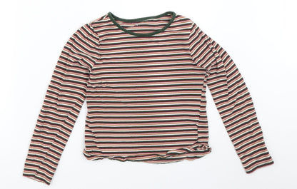 Additional front view of Tu girls’ pink striped basic t-shirt, size 9, years