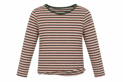 Front view of Tu girls’ pink striped basic t-shirt, size 9, years
