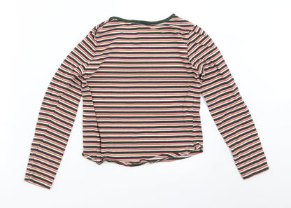 Back view of Tu girls’ pink striped basic t-shirt, size 9, years