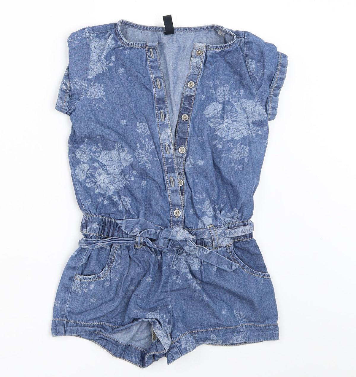 United Colors of Benetton Girls Blue  Denim Playsuit One-Piece Size XS
