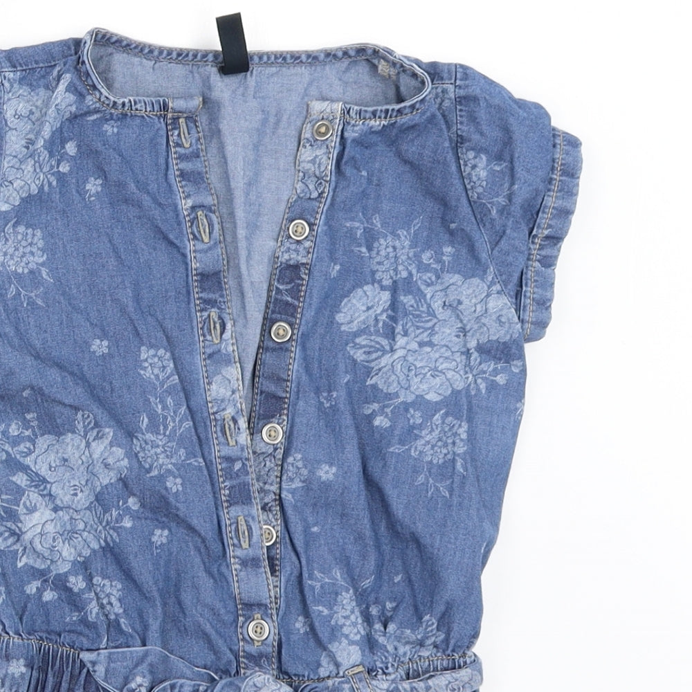 United Colors of Benetton Girls Blue  Denim Playsuit One-Piece Size XS