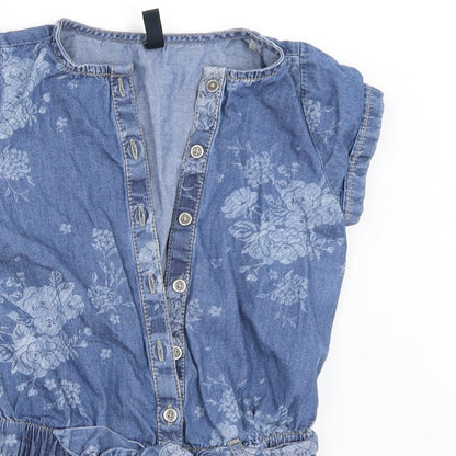 United Colors of Benetton Girls Blue  Denim Playsuit One-Piece Size XS