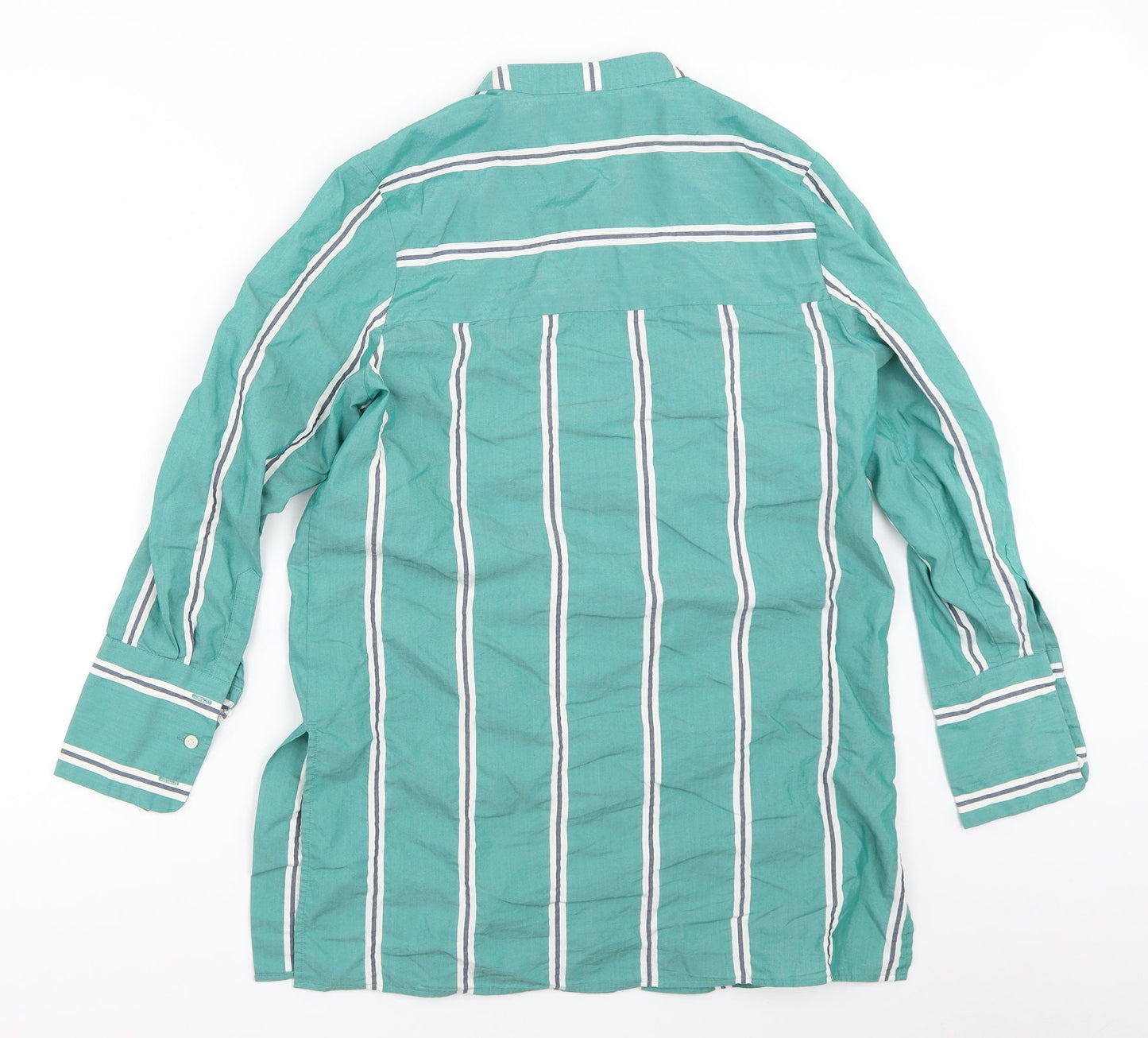 Marks and Spencer Womens Green Striped  Basic Button-Up Size 8