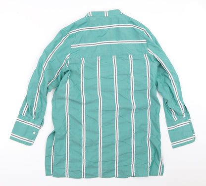 Preloved Marks and Spencer Womens Green Striped  Basic Button-Up Size 8 - Back