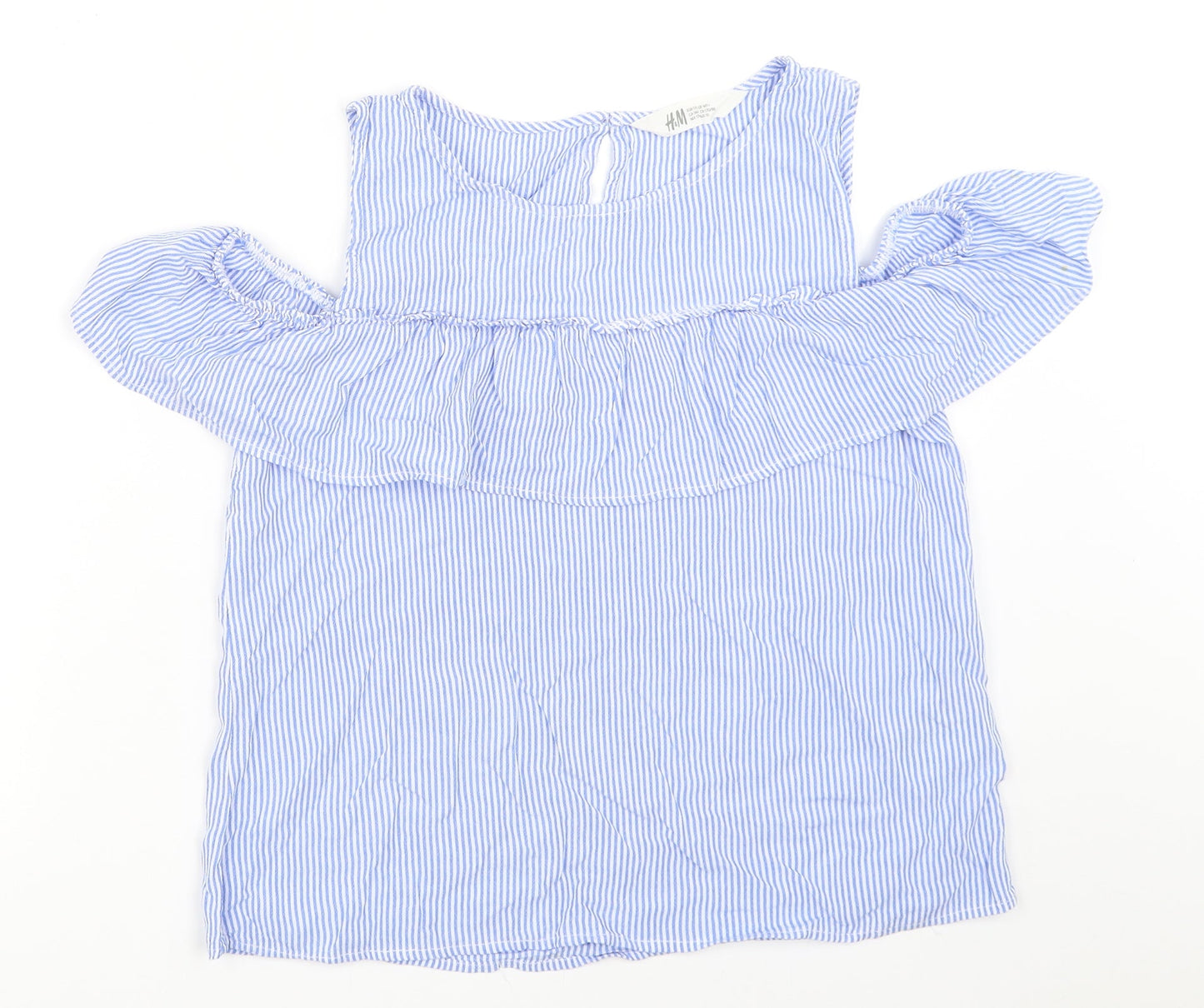 H&M Girls Blue Striped  Basic Blouse Size 14 Years
