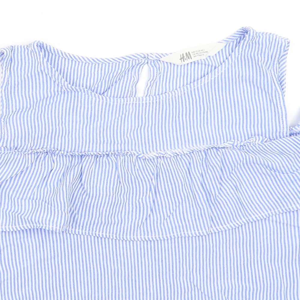 H&M Girls Blue Striped  Basic Blouse Size 14 Years