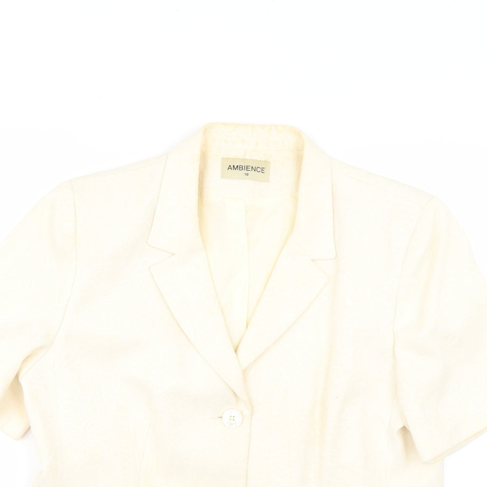 ambience Womens Yellow Geometric  Jacket Coat Size 16