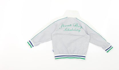 Back view of TYR boys’ multicoloured striped jacket coat, size 5, years