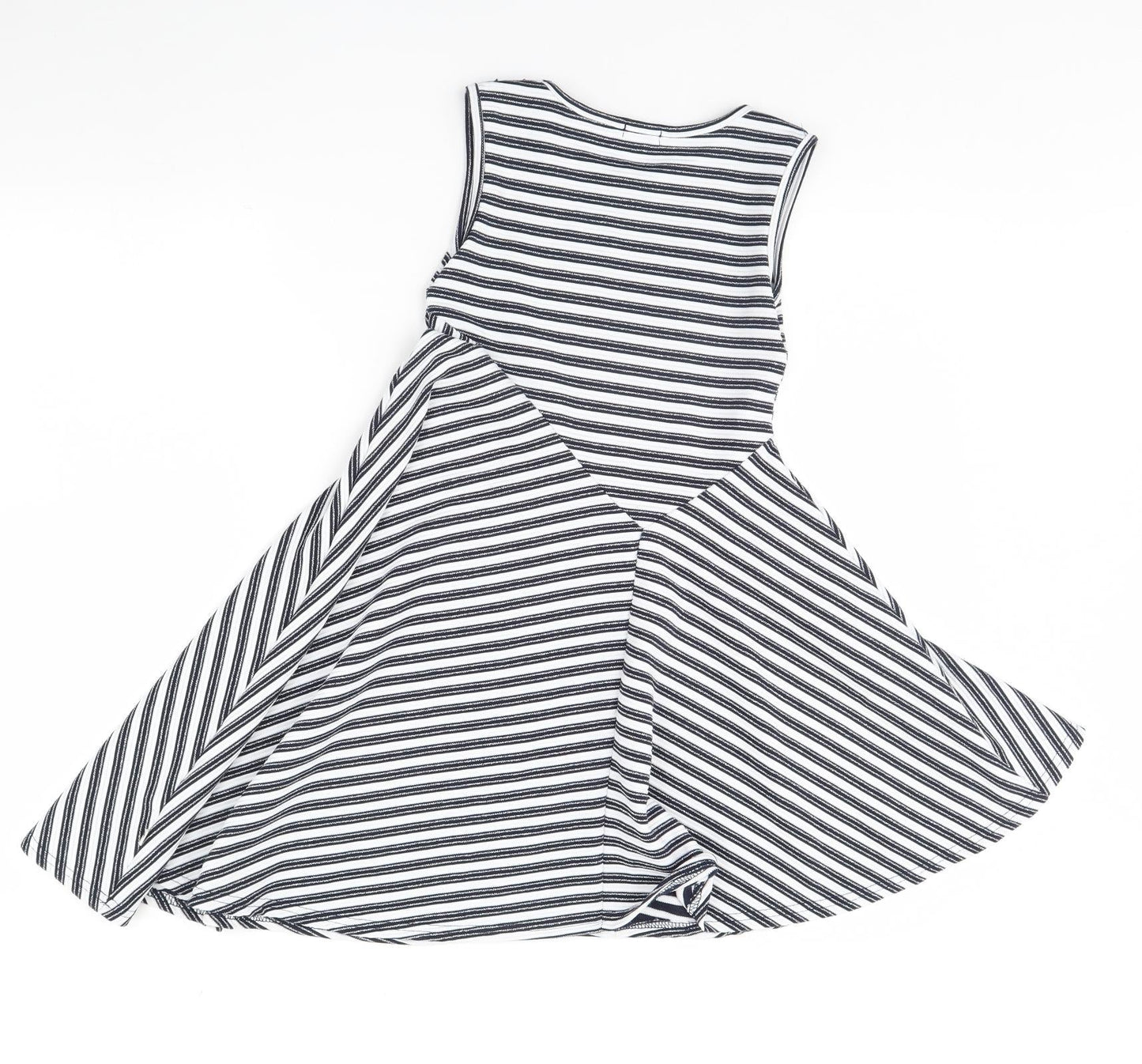 kite & cosmic Girls White Striped  Fit & Flare  Size 8 Years